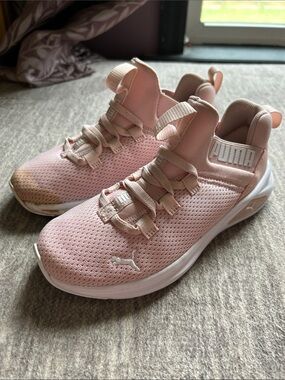 Puma Light Pink Knit Slip-On Sneakers